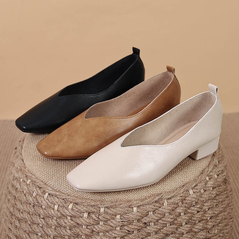 Square Toe Granny Shoes Flat Low-cut Shoes Casual All-matching - Image 2