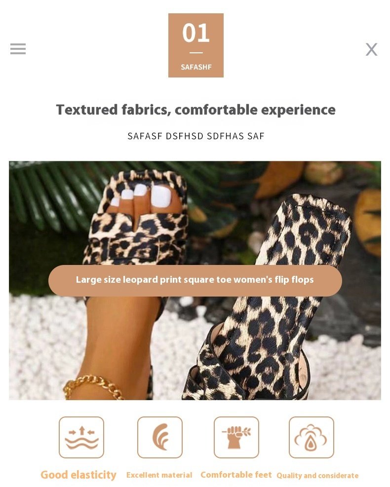 Leopard Print Square Head Women's Slipper - Image 8