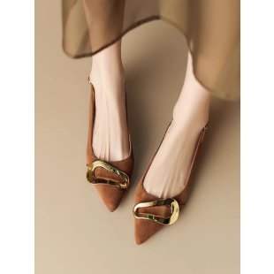 French Retro Metal Buckle Women's Flat-heeled Shoes - Image 8