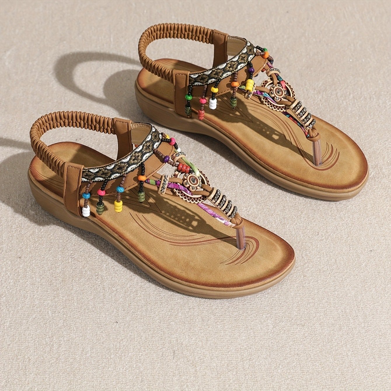 Bohemian Ethnic Style Flat Sandals Pendant Flip-flops - Image 3