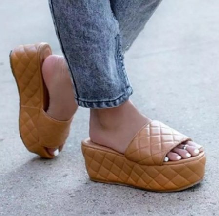 Solid Plaid Platform Sandals Women Shoes Hot Thick Sole Slipper Summer Autumn Slides Plus Size 43 Zapatillas Mujer Casa - Image 4