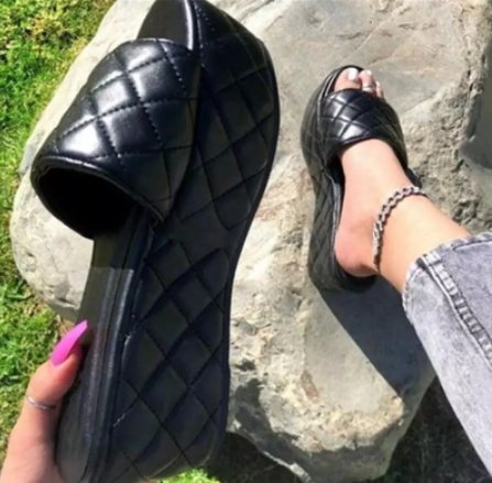 Solid Plaid Platform Sandals Women Shoes Hot Thick Sole Slipper Summer Autumn Slides Plus Size 43 Zapatillas Mujer Casa - Image 5