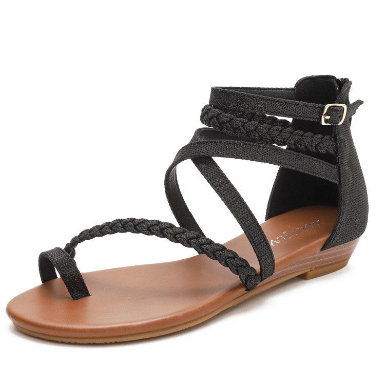 Matching Skirt Roman Shoes Wedge Sandals Women - Image 3