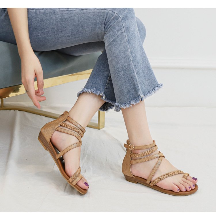 Matching Skirt Roman Shoes Wedge Sandals Women - Image 5