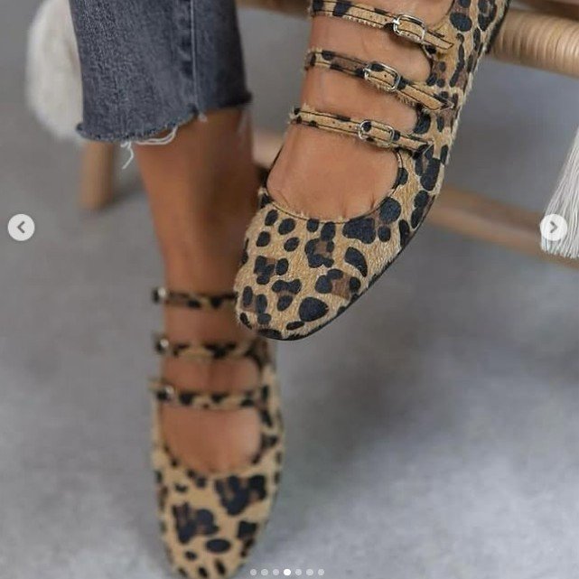 Low Heel Flat Horse Fur Leopard Print Shoes - Image 4