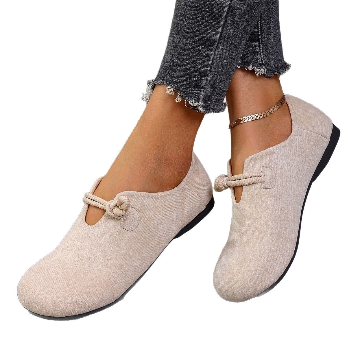 Round Head Slip-on Full-cover Solid Color Flat Shoes - Image 5