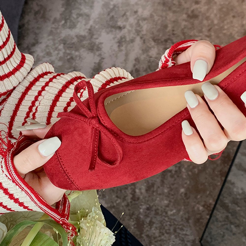 Women's Round-toe Ballet-style Bowknot Soft Surface Low-cut Flat Shoes - Image 2