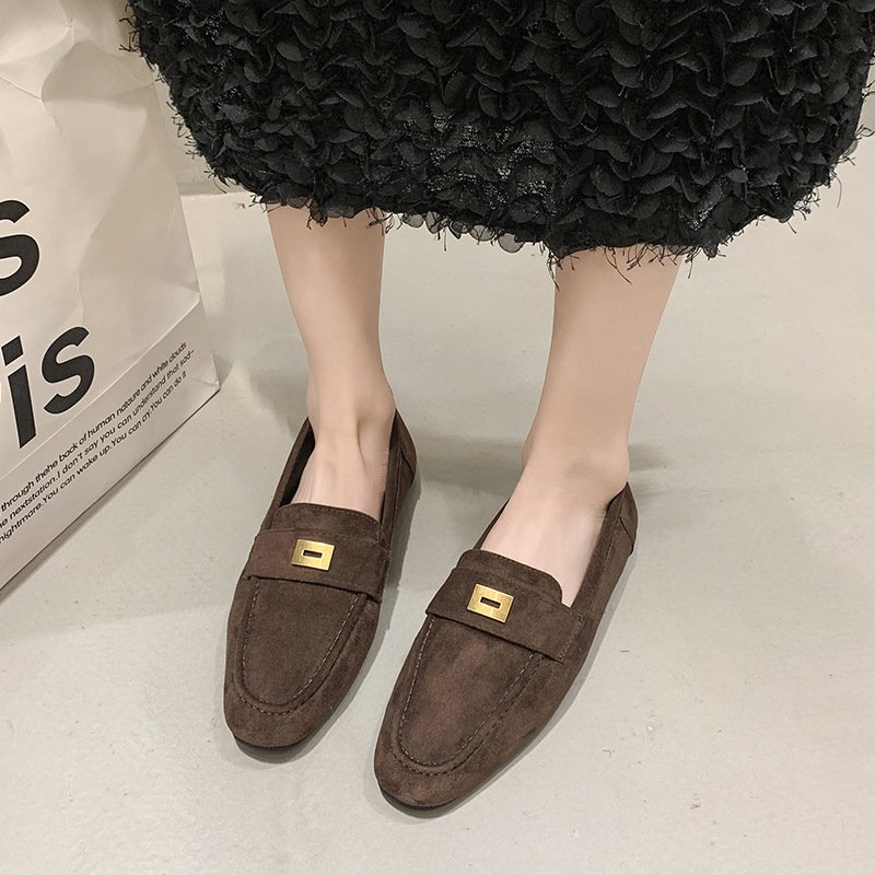 Fashion Women British Loafers Square Toe Gommino - Image 3