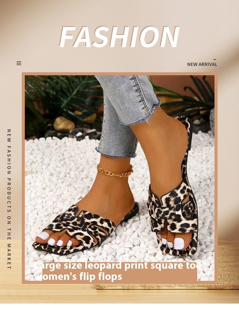 Leopard Print Square Head Women's Slipper - Image 7