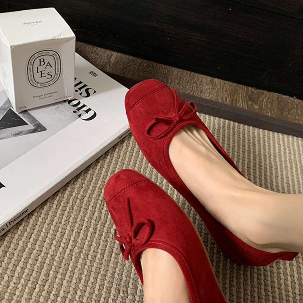 Women's Round-toe Ballet-style Bowknot Soft Surface Low-cut Flat Shoes - Image 3