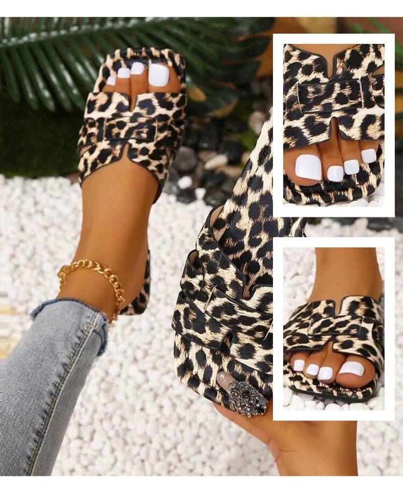 Leopard Print Square Head Women's Slipper - Image 5
