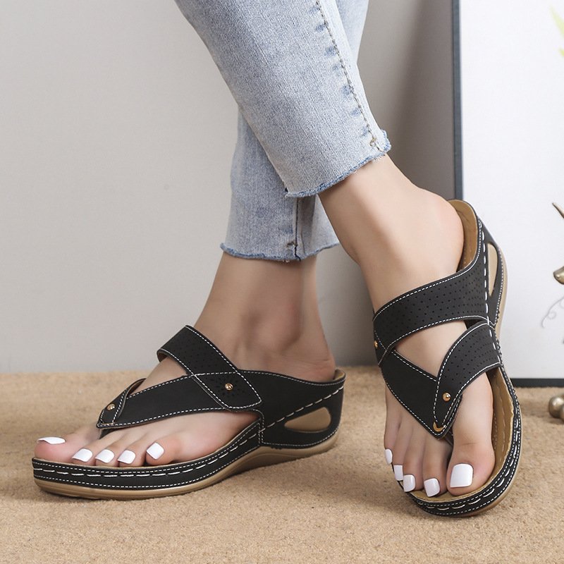 Women's Thong Sandals Platform Outdoor Beach Shoes Chunky Heel Non-slip Slides Casual Slipper - Image 4