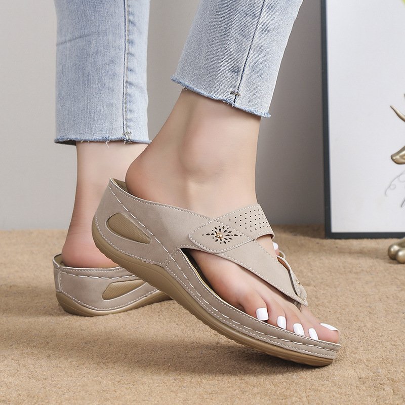 Women's Thong Sandals Platform Outdoor Beach Shoes Chunky Heel Non-slip Slides Casual Slipper - Image 6