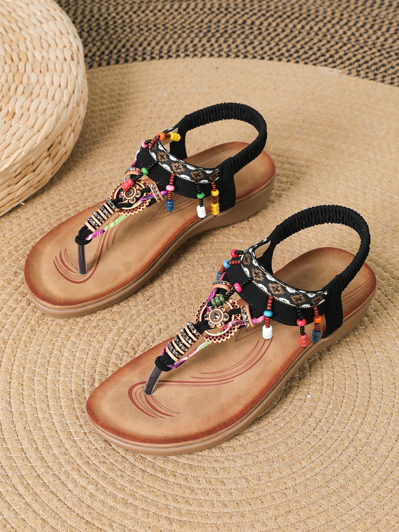 Bohemian Ethnic Style Flat Sandals Pendant Flip-flops - Image 7