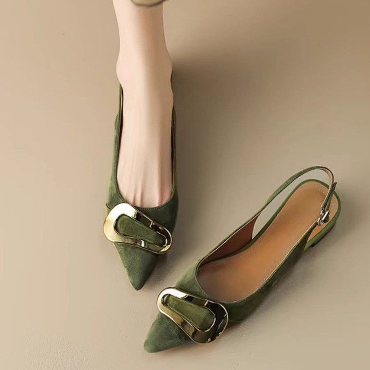 French Retro Metal Buckle Women's Flat-heeled Shoes - Image 5
