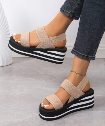 Outer Wear Small Height Increasing Wedge Platform Sandals
