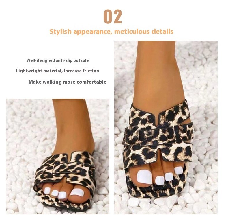 Leopard Print Square Head Women's Slipper - Image 10