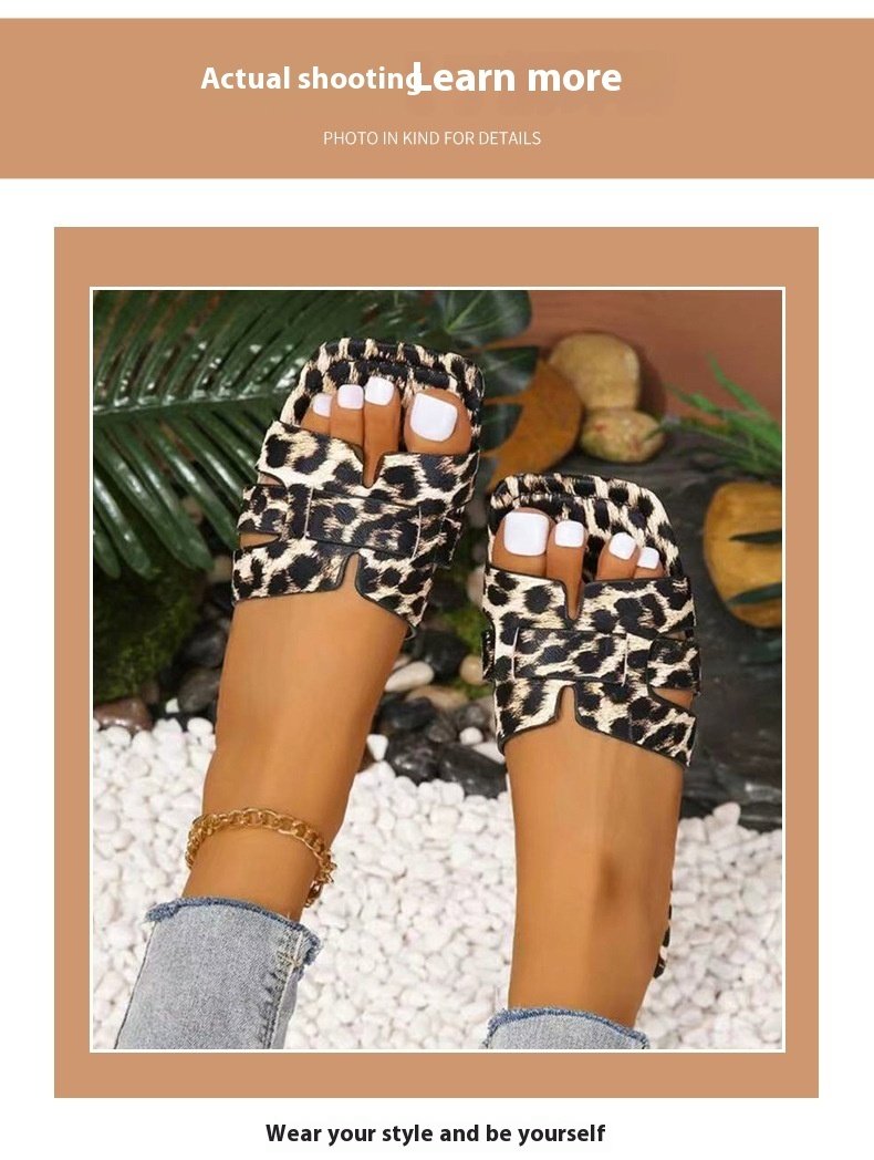 Leopard Print Square Head Women's Slipper - Image 9