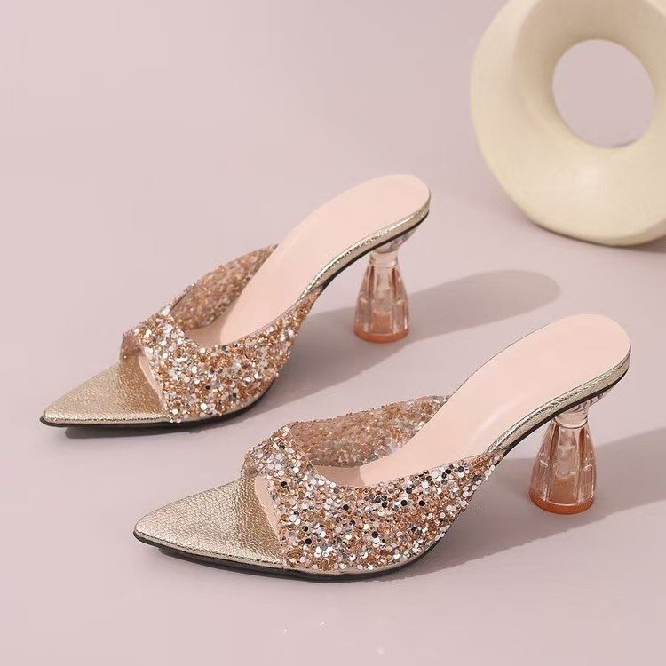 Galaxy Star Silver Rhinestone Crystal Heel Sandals - Image 4