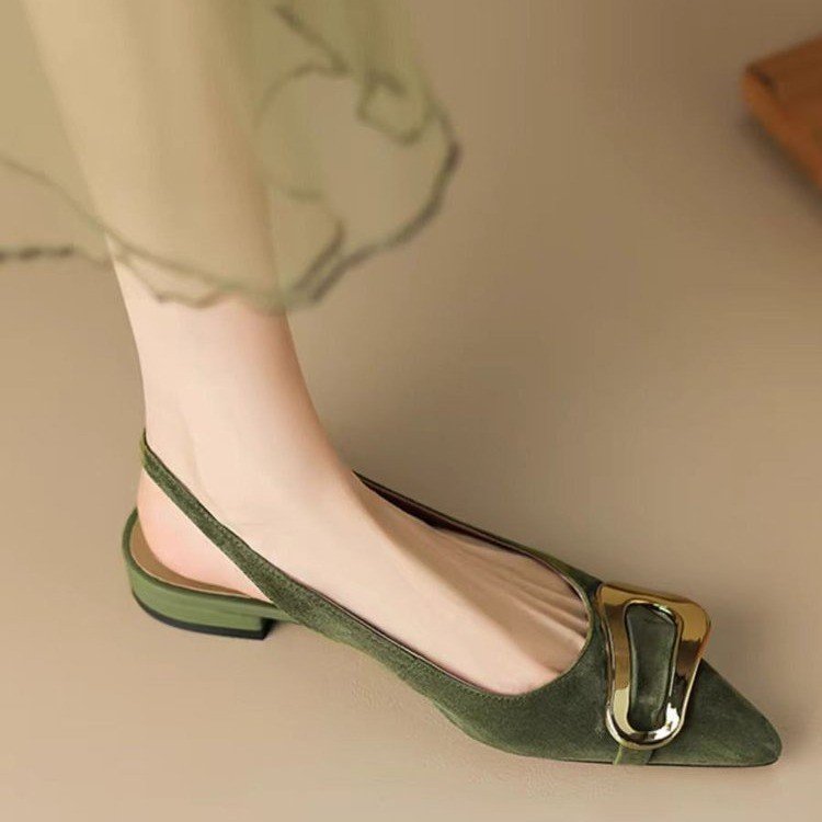 French Retro Metal Buckle Women's Flat-heeled Shoes - Image 4