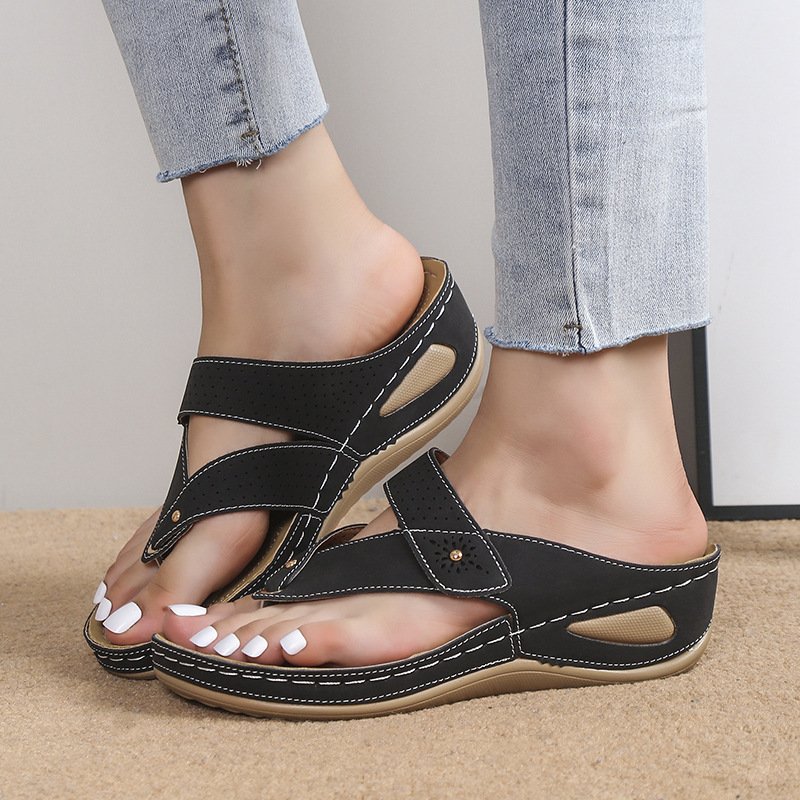 Women's Thong Sandals Platform Outdoor Beach Shoes Chunky Heel Non-slip Slides Casual Slipper - Image 8