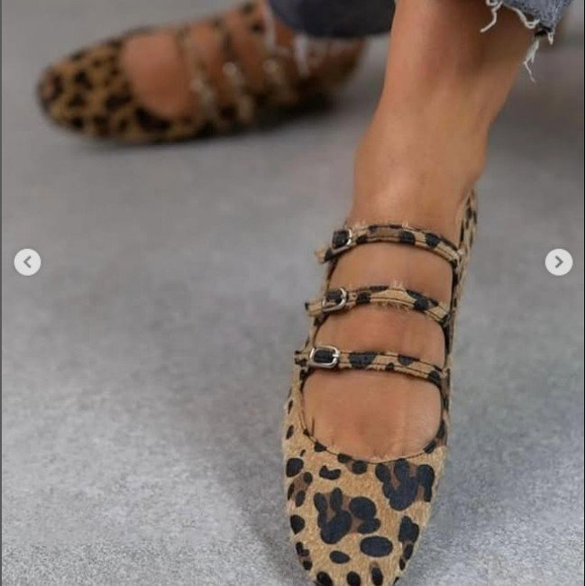 Low Heel Flat Horse Fur Leopard Print Shoes - Image 5