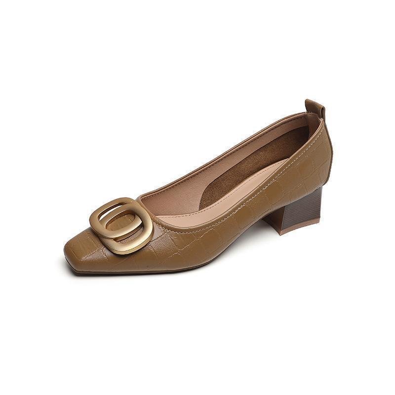 French Square Head Women's Work Shoes Temperament Fairy Style Pumps Chunky Heel - Image 5