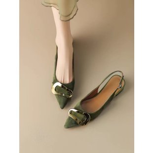 French Retro Metal Buckle Women's Flat-heeled Shoes - Image 7
