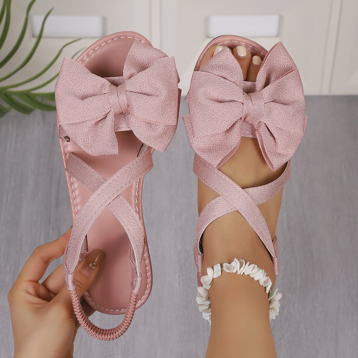 Women's Fashion Bowknot Casual Flat Plus Size Sandals - Image 4