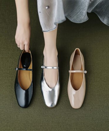 Women's Round Toe Shallow Mouth Flat Bottom Mary Jane Shoes