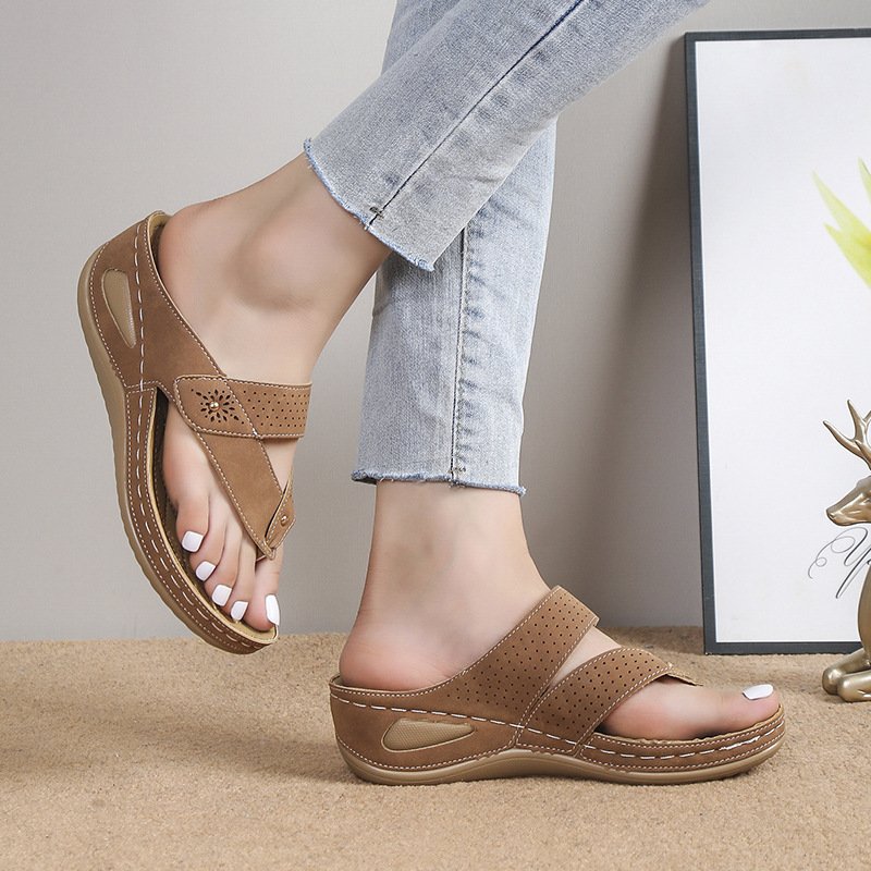Women's Thong Sandals Platform Outdoor Beach Shoes Chunky Heel Non-slip Slides Casual Slipper - Image 5